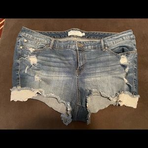 Torrid shorts with white crochet detail